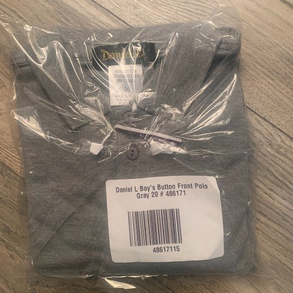 NWT DANIEL L BOY'S BUTTON FRONT‎ POLO SHIRT GRAY 20 - Picture 2 of 5